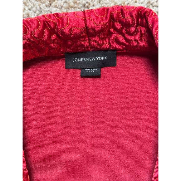 JONES NY Women's Tie waist, Royal Red Velvet WOMEN'S BATHROBE, SIZE L/XL - Picture 4 of 16